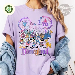 Mickey and Friends Disneyland 70th anniversary 1955-2025 shirt, 70 years of magic shirt, Disneyland family vacation 2025 shirt, Disney Trip