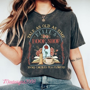 Vintage Retro Belle's Book shop shirt, Tale as old as time Beauty and The Beast Disney Magic Kingdom Disneyland tee, Gift for book lover