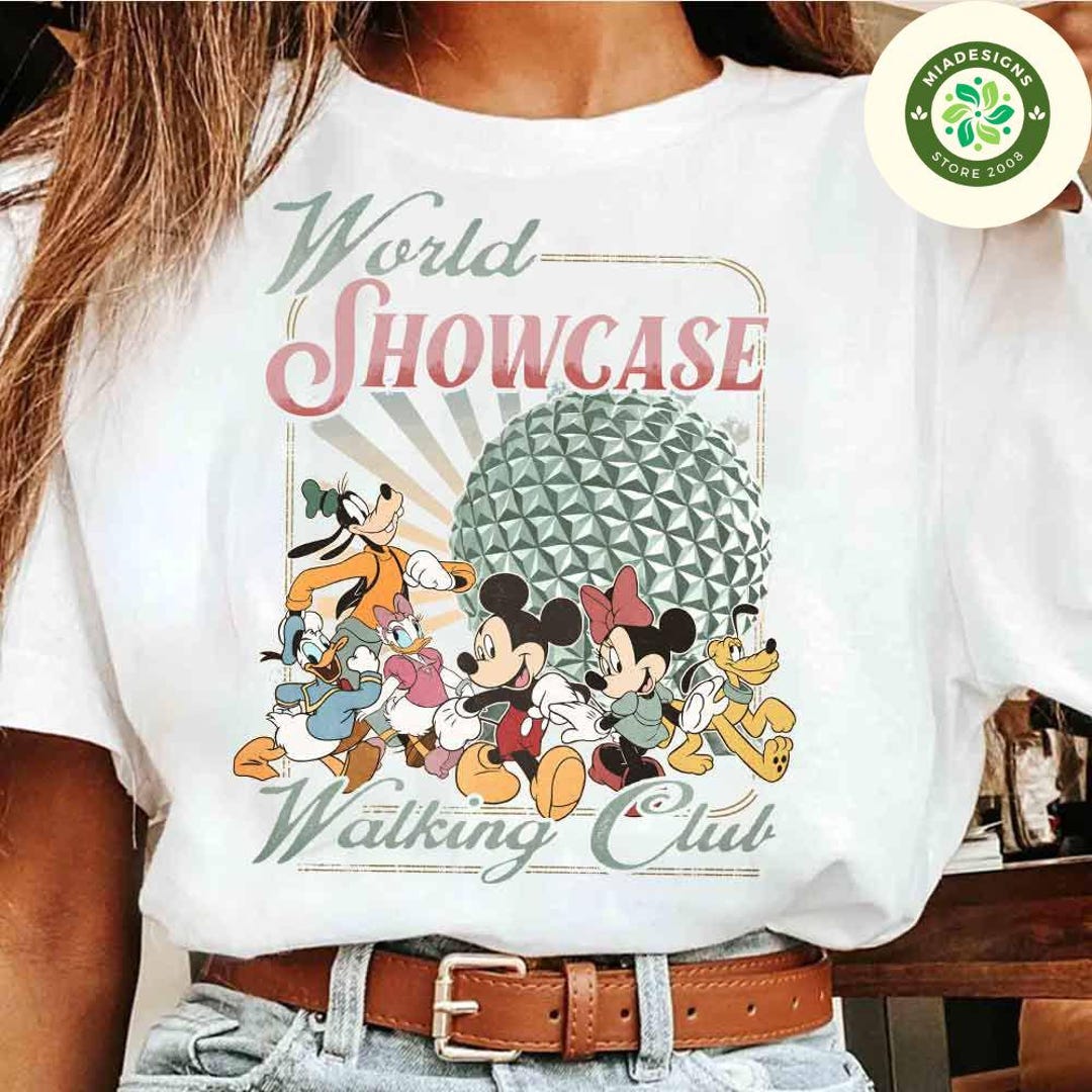 Disney Epcot World Showcase Walking Club Shirt, Vintage Mickey and Friends  Run Disney Epcot Shirt, Epcot World Tour Family Vacation 2025 Tee