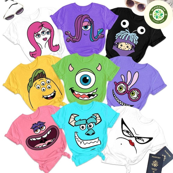 Disney Monsters Inc Characters Shirt, Monsters University Mike Wazowski  Sully Boo Costume Family Group Matching, Birthday Boy, Birthday Girl - Etsy