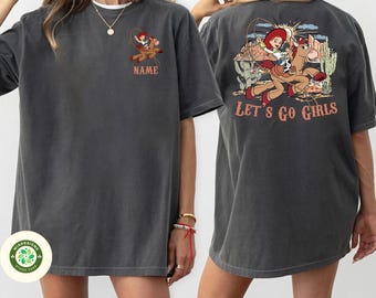 Two-sided Personalized Toy Story Jessie and Bullseye Cowgirls shirt, Disney Girls Trip shirts, Disneyland Cowgirls Tee, Women Disney shirts