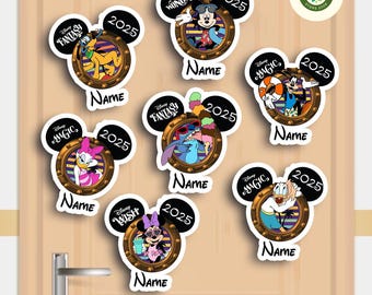 Personalized Mickey and Friends Disney Cruise Door Magnets, Disney Summer Cruise, Family Trip 2025 Magnets for Cruise ship Stateroom Door