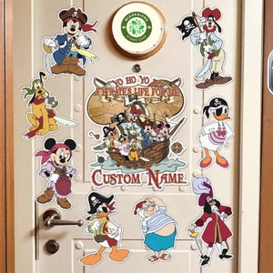 Personalized Mickey and Friends Disney Pirate Magnet, Disney Cruise Magnet, Pirates of the Caribbean Family Cruise Ship Stateroom Door Decor