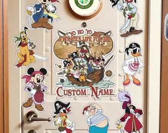 Personalized Mickey and Friends Disney Pirate Magnet, Disney Cruise Magnet, Pirates of the Caribbean Family Cruise Ship Stateroom Door Decor