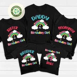 Personalized Rainbow Birthday Shirt, Any Age Birthday Shirt, Girls Birthday T-Shirt, Rainbow Theme Birthday, Birthday Girl Shirt