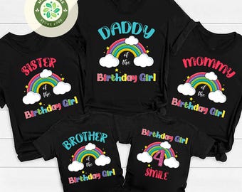 Chemise d'anniversaire arc-en-ciel personnalisée, chemise d'anniversaire de tout âge, T-shirt d'anniversaire de filles, anniversaire à thème arc-en-ciel, chemise d'anniversaire de fille