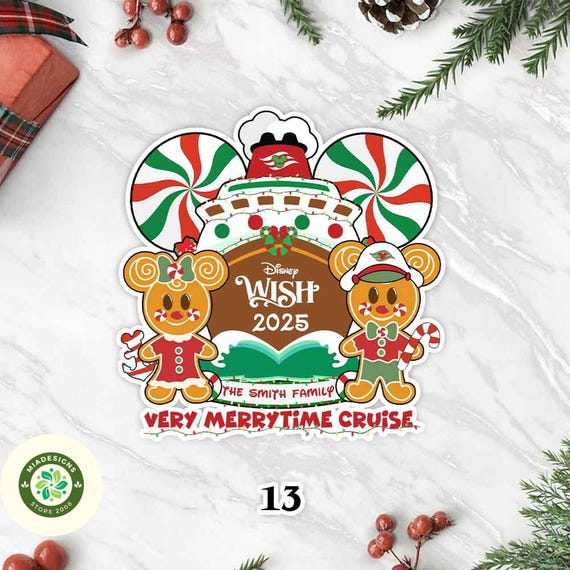 ディズニーベア マグネット クリスマス Personalized Mickey and Friends Disney Gingerbread Cruise Magnet