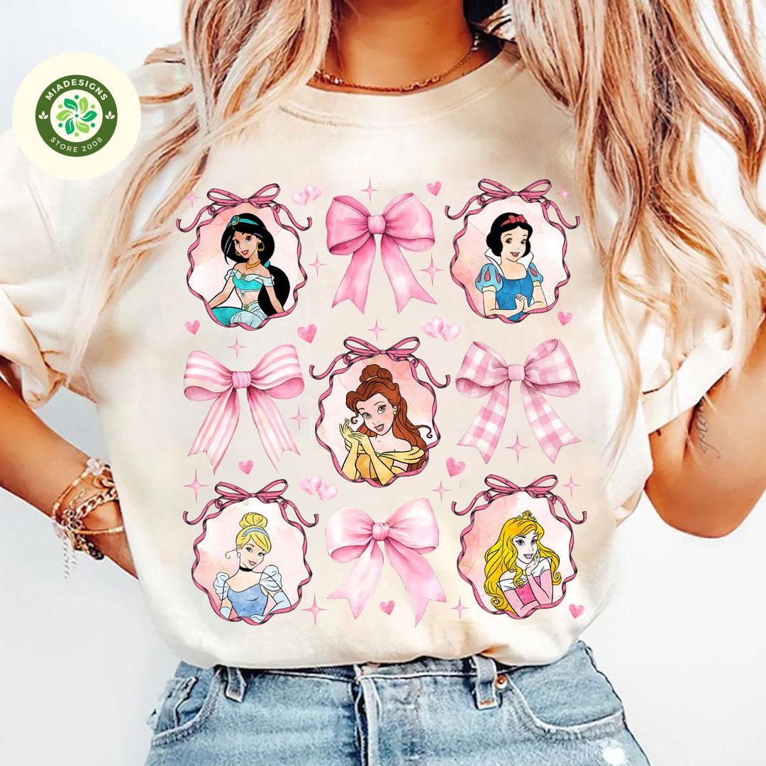 Disney Princess Cute Ribbons and Bows T-shirt, Disney Princess Coquette ...