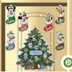 Imanes personalizados para árbol de Navidad de Disney Cruise, calcetín de Mickey y sus amigos, Stitch, imán para puerta de crucero de Toy Story, crucero Very Merrytime