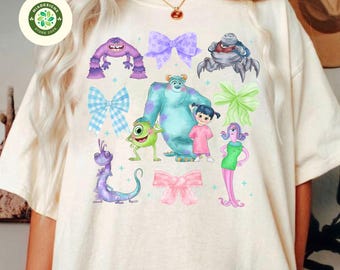 Retro Coquette Bows Monster Inc T-shirt, Mike Boo Sully Monster Inc Shirt, Girly Aesthetics Shirt, Girls Trip Group Shirt, Disney Trip shirt