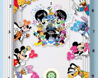 Personalized Mickey and Friends Disney Birthday Cruise Door Magnets, Disney Family Birthday Magnet for Cruise Ship, Happy Birthday Magnet