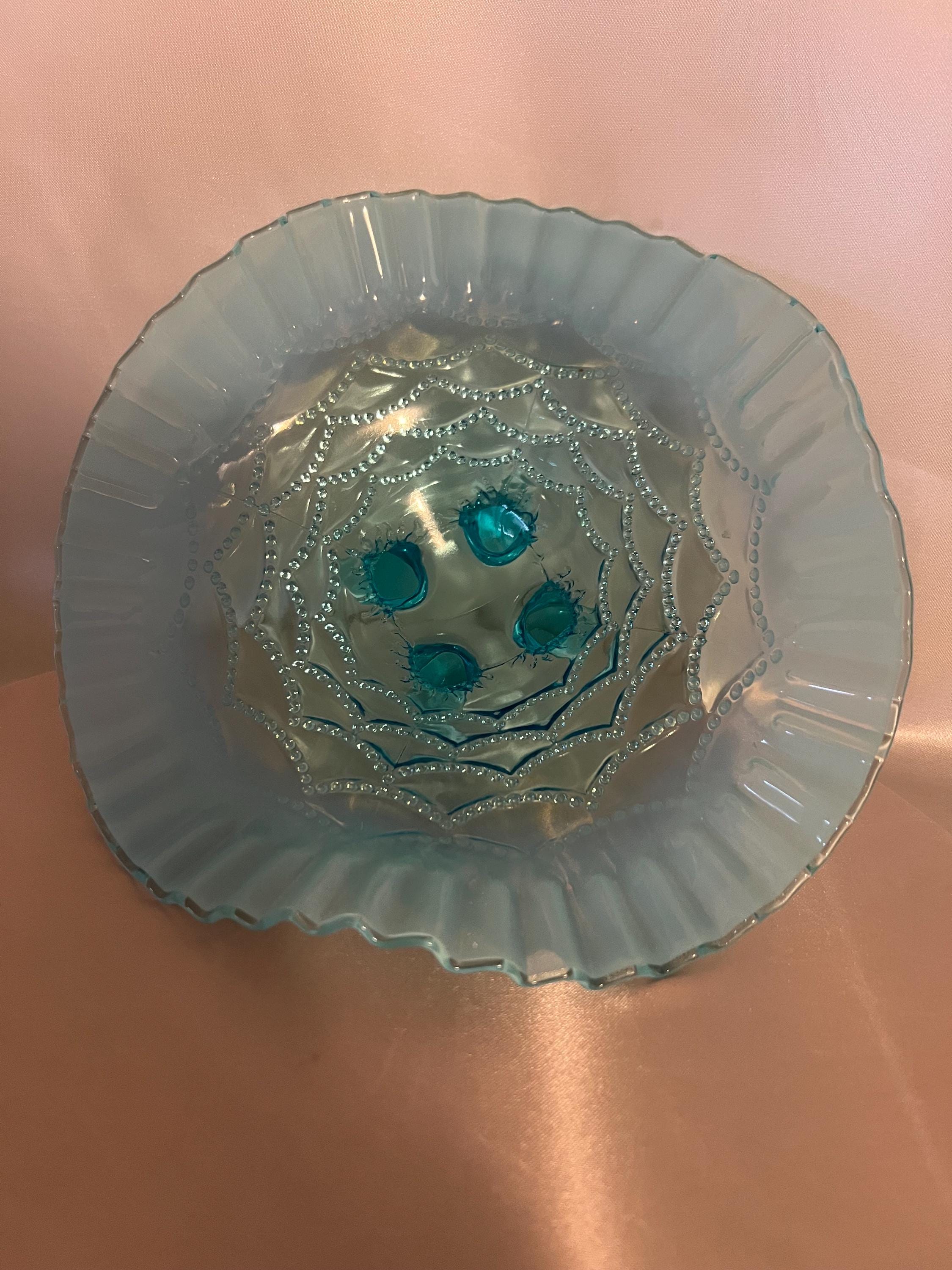 アンティーク ノースウッド ブルー オパール ガラス ビーズ ドレープ