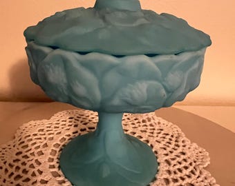 ヴィンテージ ノースウッド ビーズドレープ　ボウル　フリルエッジ　オパルセント アンティーク ノースウッド ブルー オパール ガラス ビーズ ドレープ