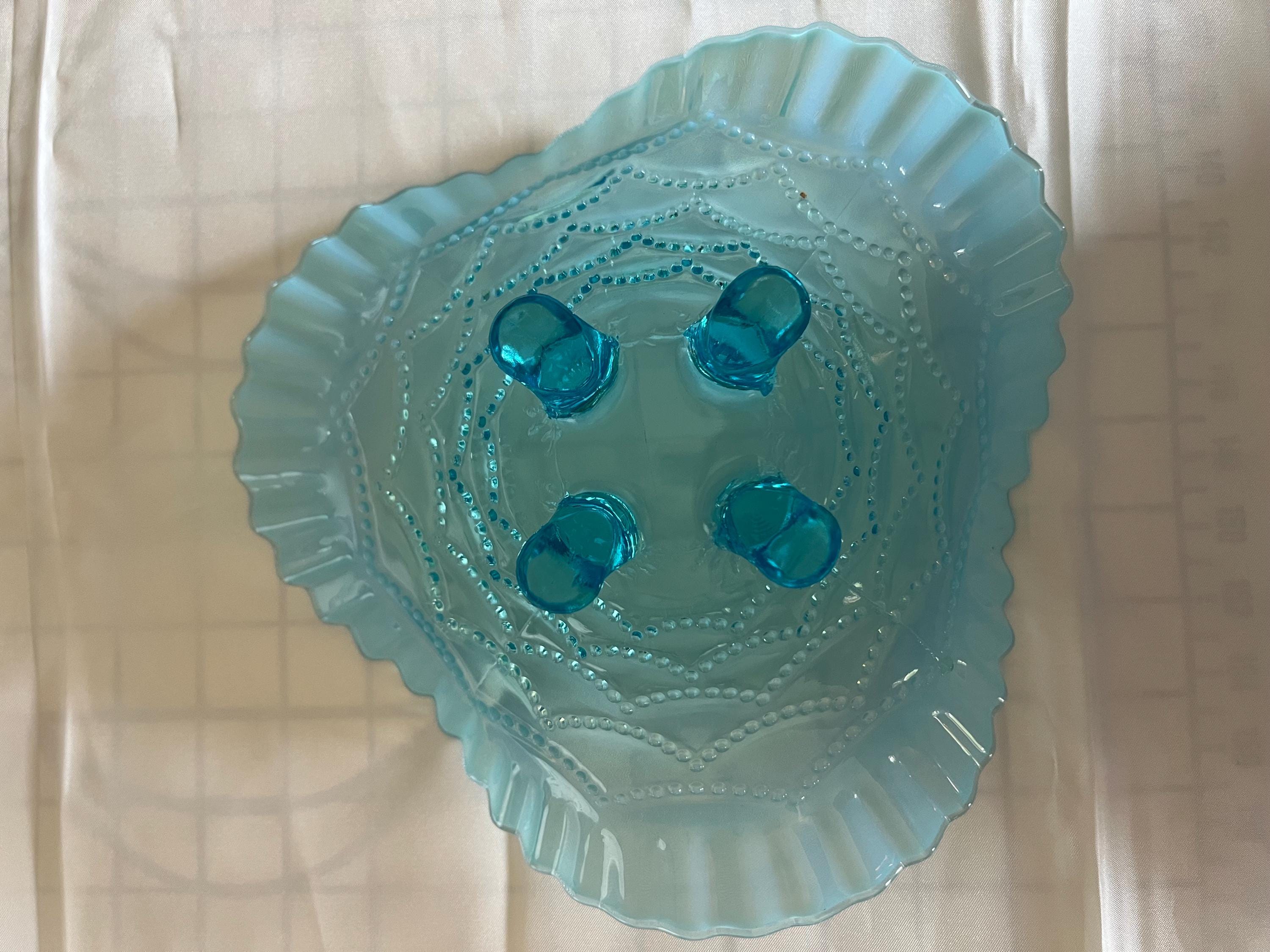 アンティーク ノースウッド ブルー オパール ガラス ビーズ ドレープ