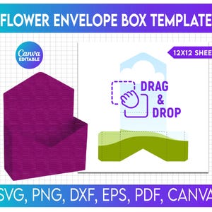 Blumen-Umschlagbox-Vorlage, Umschlagbox-Canva-Vorlage, Canva-Boxvorlage, Umschlagboxvorlage, Blumenkastenverpackung