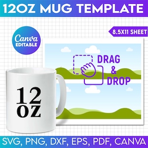12oz Mug Wrap Template - Etsy