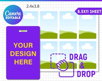 Luggage Tag Template, Luggage Tag Svg, Luggage Tag Sublimation Template, Luggage Tag Personalized, Travel Tag, Work Badge, Canva Editable