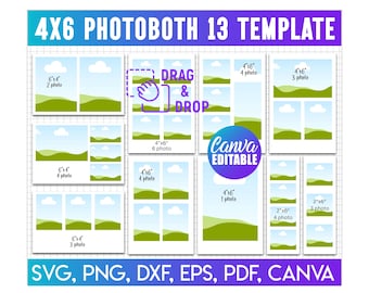 13 Photobooth Template Bundle Editable 4x6 Canva Frames,  Photo Strip & Collage Overlays, Wedding Photo Booth Template Bundle