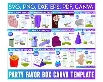 Box Canva Template Bundle, Custom Gift Box Template Digital,DIY Party Favors,  Canva Editable Gift Box Templates, Party Favor Box