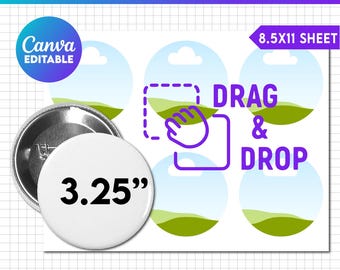 3.25" Button Pin Template, Button Pin Svg, Button Pin Blank, Sublimation Button Pin Template, Badge Circle Labels, Printable, Canva Editable