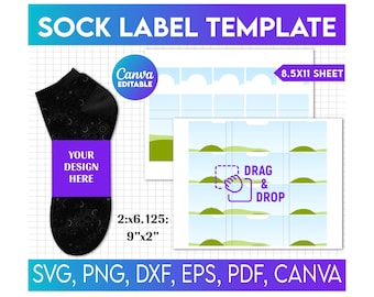 Socks Label Template, Sock Wrapper Template, Sock label template, Socks Blank Label, Party Favor, Wedding Groomsmen gift