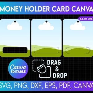 Modello modificabile per porta soldi in formato Canva, carta regalo in formato SVG, porta soldi in formato SVG, modello trascinabile in formato Canva