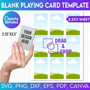 Modelo editável de carta de baralho em branco Canva, carta de baralho faça você mesmo, designs de sublimação de cartas, modelo de carta em branco Svg Png, carta de troca editável