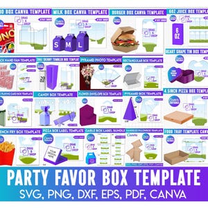 Box Canva Template Bundle, Canva bearbeitbare Geschenkboxvorlagen, Partybevorzugungsbox, benutzerdefinierte Geschenkboxvorlage Digital, DIY Party Favors