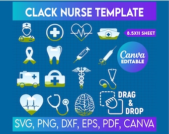 Preppy Nurse Stethoscope canva frame, Nurse Life Canva Frame, Drag and Drop, Sublimation, Registered Nurse, Nurse Icons