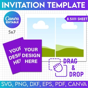 Einladungsvorlage, Postkarte, Dankeskarte, Porträt-Einladungskartendruckvorlage, Grußkarte, Printable, Canva Editable 5 x 7 Zoll