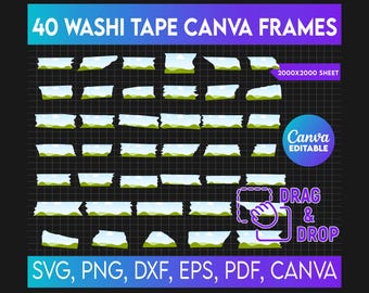 Washi Tape Template,Canva Frames Bundle,  Design Your Own Washi Tape Canva Frames, Washi Tape Canva Template, Drag and Drop
