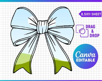 Coquette Bow Canva Frame, Canva Frames PNG, Ribbon Bow Canva Frames, Bow Trending Coquette Drag and Drop Editable