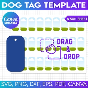 Dog Tag Template Svg, Bone Tag Template, Dog Tag Svg, Pet ID Tag, Dog Tag Sublimation Template, Canva Frame Dog Tag