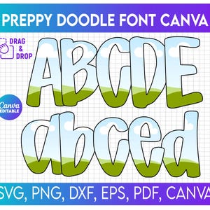 Canva Frame Template Alphabet, Doodle Letter, Canva Frame Template, Sublimation Design, Fill Pattern, Font Canva Frame, Fill-in Alphabet