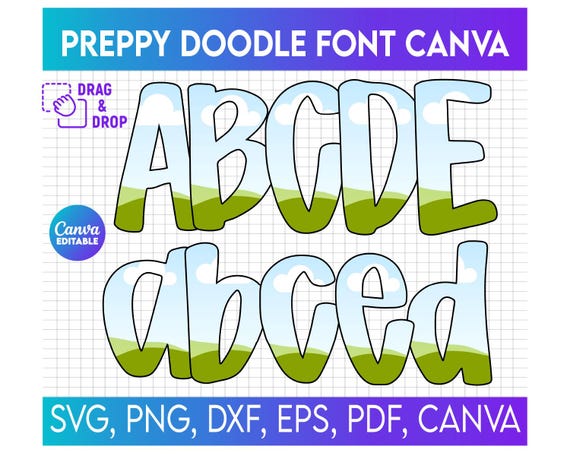 Canva Frame Template Alphabet, Doodle Letter, Canva Frame Template, Sublimation Design, Fill Pattern, Font Canva Frame, Fill-in Alphabet