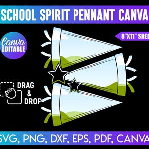 School Spirit Pennant Frame Template, School Mascot, Pennant Flag Svg, Sports Team Design,  DIY Mascot Design,Editable School Spirit Pennant
