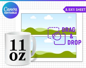11oz Mug Template, 11oz Mug Full Wrap template, Mug SVG template, Sublimation templates for mugs, Template for sublimation