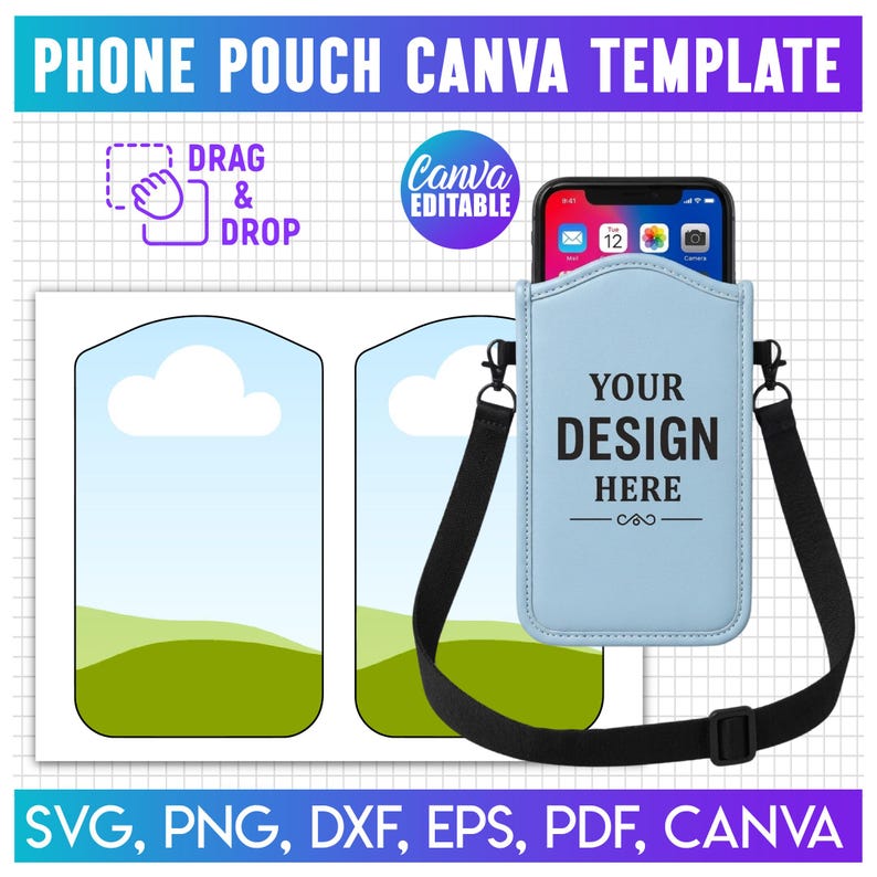 Property Label Sample Phone Pouch Template, Canva Editable Phone Pouch Template, Crossbody ...