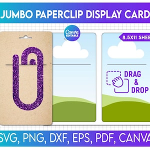 Jumbo Paperclip Display Card Template, Hanging Display card blanks, Jumbo Paperclip Display Card, Bookmark Template, Easy Drag & Drop