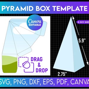 Pyramid Gift Box Template, Cone Favor, Gift Box Template, Birthday Gift Box, Party Favor Box, Box Template, Mothers Day gift idea template