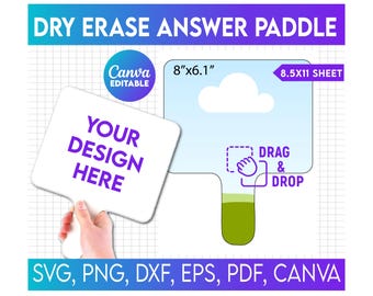 Dry Erase Answer Paddle Template Svg, Graduation Fan Template, Editable Fan Canva Template, Dry Erase Paddle Template Editable Canva