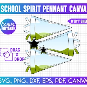 School Spirit Pennant Frame Template,  DIY Mascot Design,Editable School Spirit Pennant, School Mascot, Pennant Flag Svg, Sports Team Design