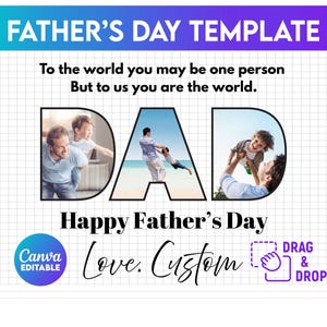 Papa Bilder Canva Vorlage, Benutzerdefinierter Vatertag Canva Vorlage Png, benutzerdefinierter Vater und Kinder Foto Png, personalisiertes Geschenk für Papa Png