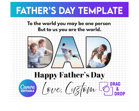 Dad Pictures Canva Template, Custom Dad And Kids Photo Png, Custom Father’s Day Canva Template Png, Personalized Gift For Dad Png