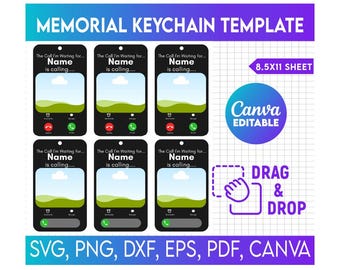 Memorial Keychain Template, The Call I Wish I Could Make, Canva Edit, Sympathy Gift, Memorial Gift, Keychain Template, Father’s Day Canva