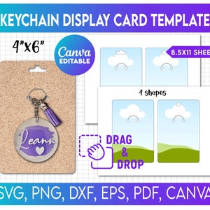 Keyring Display Card Template, Keychain Card Template, Keychain card svgKeyring Display Card Svg, Keychain Packaging, KeyRing Tag svg