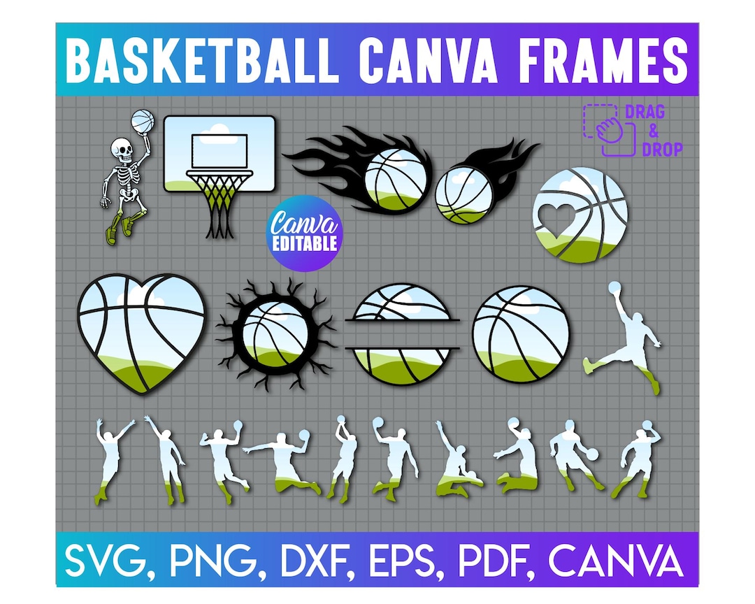 Basketball Editable Frame Basketball Canva Editable Frame, Custom Basketball Player, Game Sports ...
