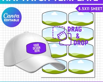 Hat Patch Template,  Iron Patch Sublimation Template, Fabric Ironing Patches, Leather Hat Patches svg template
