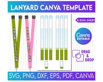 Lanyard Template for Sublimation, Breakaway Lanyard Template, Sublimation Neck Lanyard, svg, Lanyard Template Blank, Wristlets Keychain