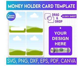 Money Holder Card Template, Money Card Svg, Canva Drag and Drop, Money Card svg, Digital Download, Money Holder Svg, Money Card Holder Svg